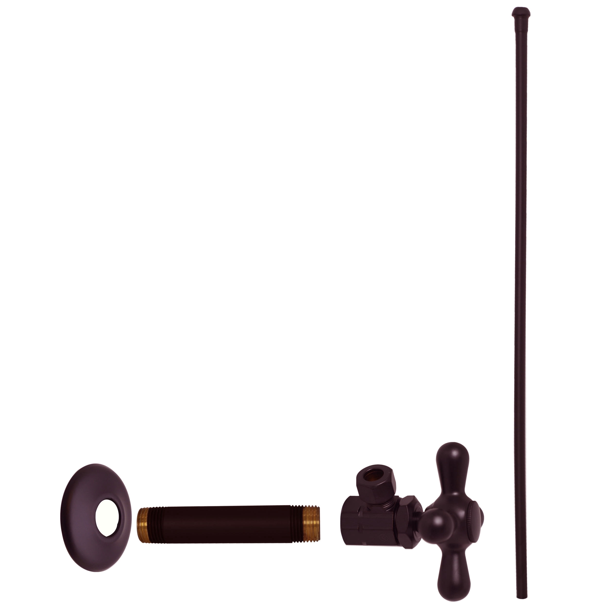 Westbrass A105QRT-01 Toilet Supply Line Riser Kit – 5/8 X 3/8 OD X 20 Inch, 1/4-Turn Angle Stop, Polished Brass, With Flange