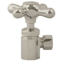 Westbrass D103X-07 Cross Handle Angle Valve, 1/2" IPS Inlet with 3/8" Compression Outlet, Satin Nickel