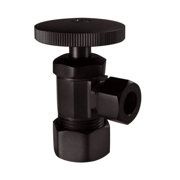 WestbrassRound Handle Angle Stop, 1/2" Copper Pipe Inlet with 3/8" Compression Outlet, Oil Rubbed Bronze