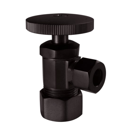 WestbrassRound Handle Angle Stop, 1/2" Copper Pipe Inlet with 3/8" Compression Outlet, Oil Rubbed Bronze