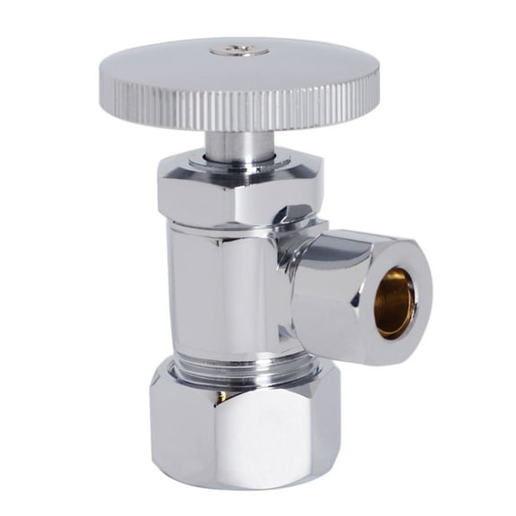 Westbrass Round Handle Angle Stop, 1/2" Copper Pipe Inlet with 3/8" Compression Outlet, Polished Chrome