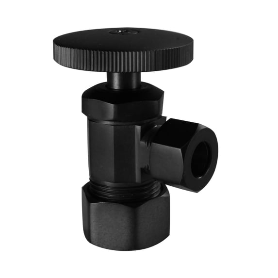 Westbrass Round Handle Angle Stop, 1/2" Copper Pipe Inlet with 3/8" Compression Outlet, Matte Black