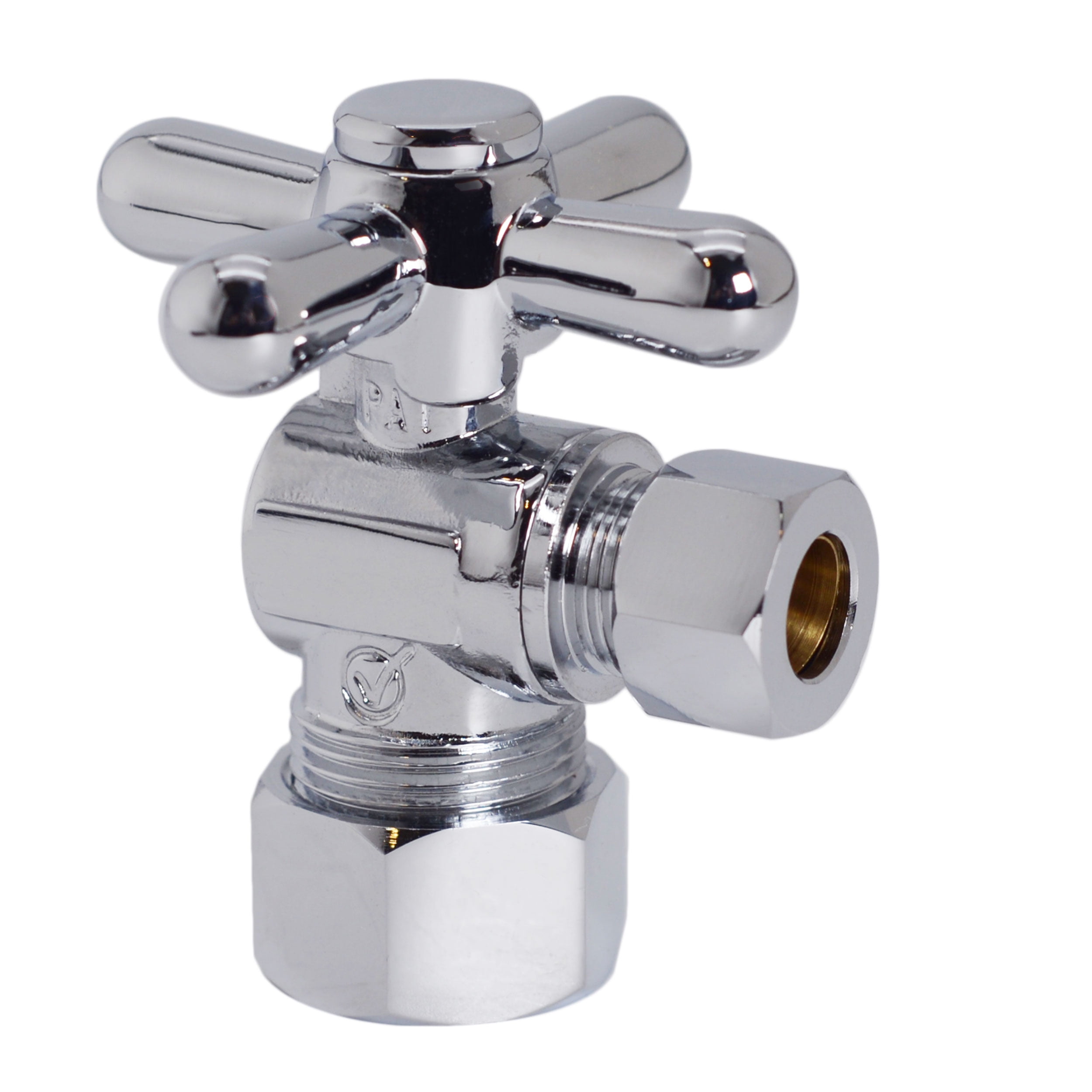 Polished Chrome Angle Stop Valve with Cross Handle