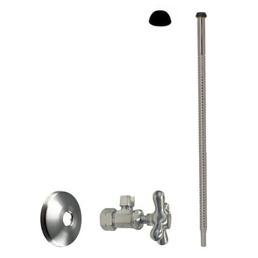Westbrass 15" Bendable Corrugated Faucet and Toilet Supply Kit with Cross Handle Angle Stop, Satin Nickel