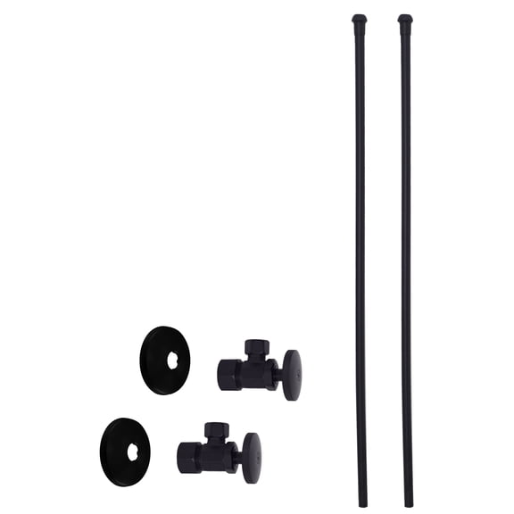 Westbrass 5/8" x 3/8" OD x 20" Bullnose Faucet Supply Kit with Round Handle Angle Valve, Matte Black
