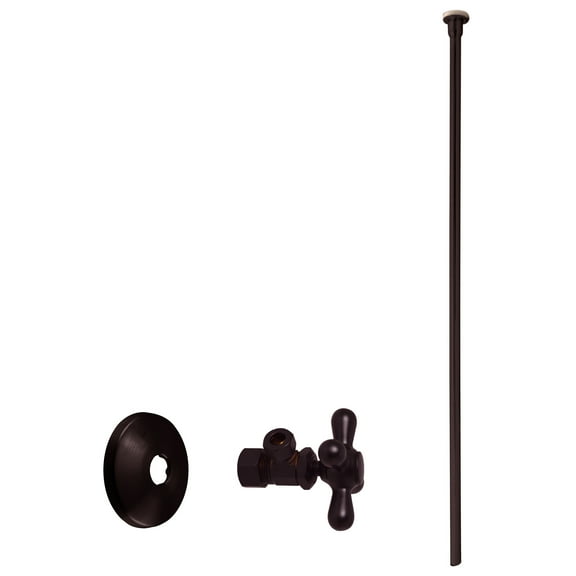 Westbrass 3/8" x 20" Flat Head Supply Line Toilet Kit with Cross Handle Angle Valve, Oil Rubbed Bronze