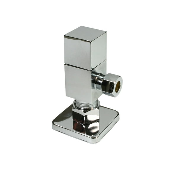 Westbrass D105QS-05 1/4-Turn Angle Stop 1/2" Copper x 3/8" Compression, Square Handle, Polished Nickel