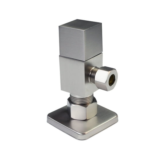 Westbrass D105QS-07 1/4-Turn Angle Stop 1/2" Copper x 3/8" Compression, Square Handle, Satin Nickel