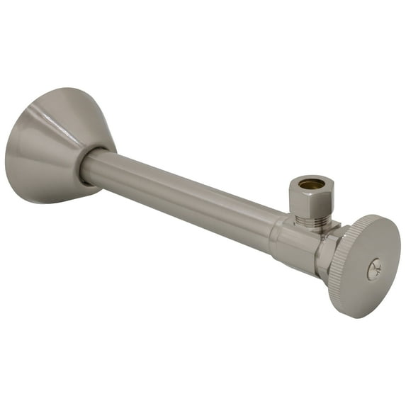 Westbrass Round Handle Angle Supply Valve with 5 inch Copper Sweat Extension Tube, Satin Nickel