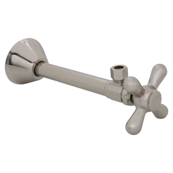 Westbrass Cross Handle Angle Supply Valve with 5 inch Copper Sweat Extension Tube, Polished Nickel