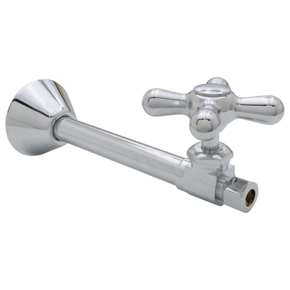 Westbrass Cross Handle Straight Valve with 5 inch Copper Sweat Extension Tube, Polished Chrome