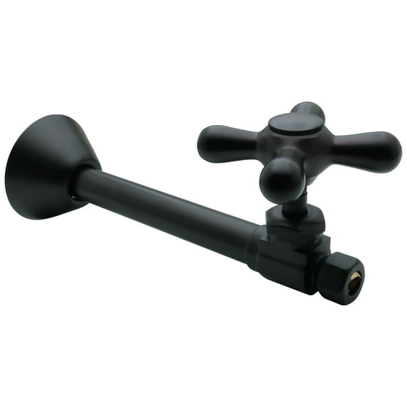 Westbrass Cross Handle Straight Valve with 5 inch Copper Sweat Extension Tube, Matte Black