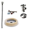thumbnail image 1 of Westbrass D1612TBX-20 1/2" Cross Handle Angle Stop Toilet Installation Kit with Steel Supply Line, Wax Ring and Flange, Stainless Steel, 1 of 10