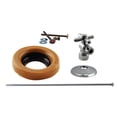 thumbnail image 1 of Westbrass Toilet Wax Ring Kit with Supply Line and 1/2" Cross Handle Angle Stop, Polished Chrome, 1 of 15