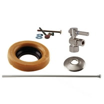 Westbrass Toilet Wax Ring Kit with Supply Line and 1/2" IPS Lever Handle Angle Stop, Satin Nickel