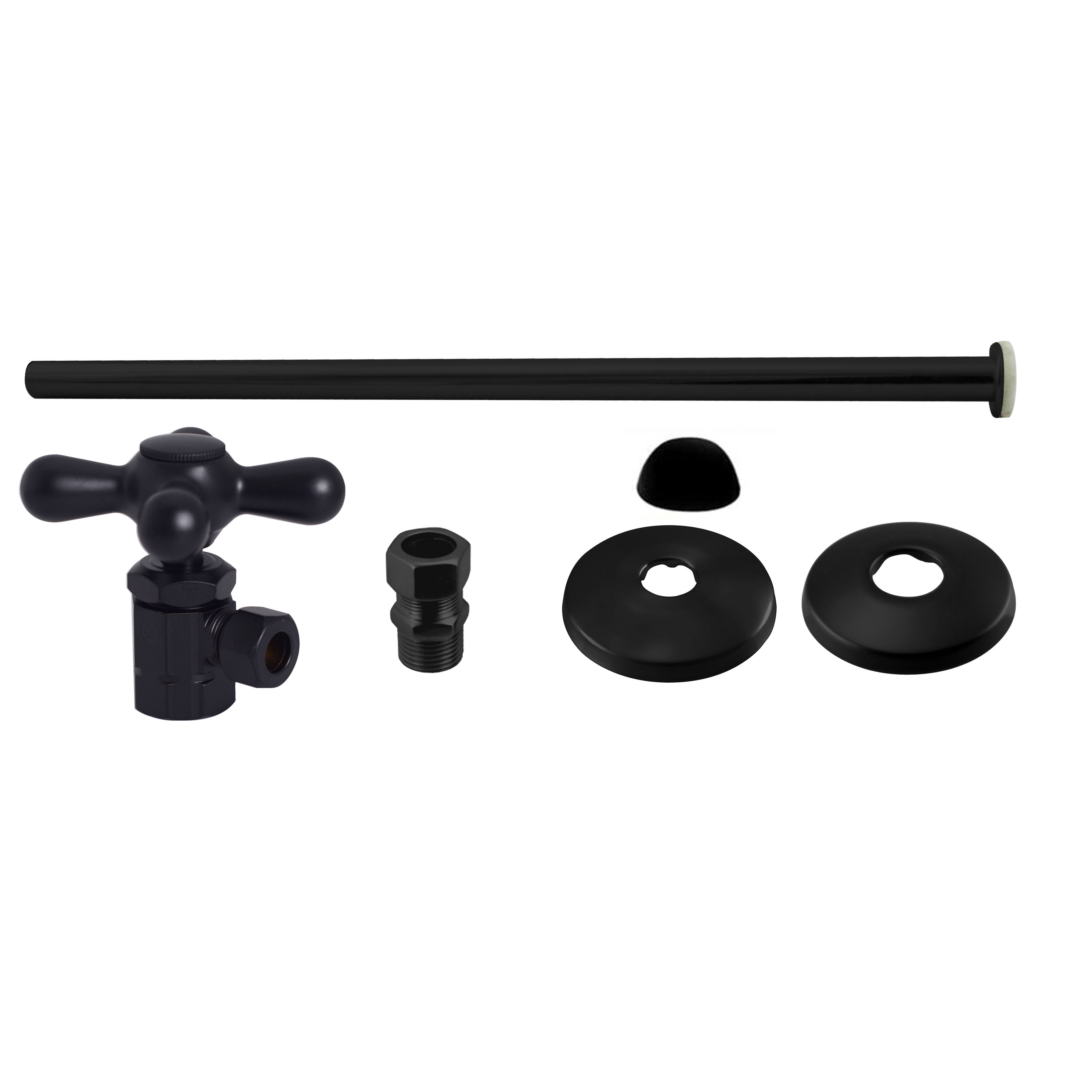 Westbrass Toilet Supply Kit with Cross Handle Angle Stop and Flat Head ...