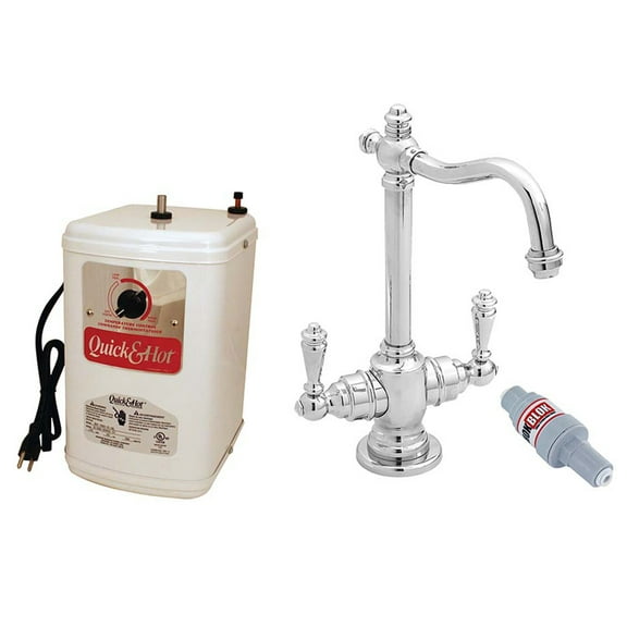 Westbrass D205H-26 Victorian 9" 2-Lever Hot and Cold Water Dispenser Faucet with Heating Tank, Polished Chrome