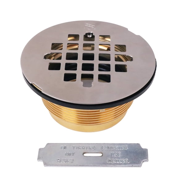 Westbrass D206B-20 4-1/4" Brass Key Compression Shower Drain, Stainless Steel