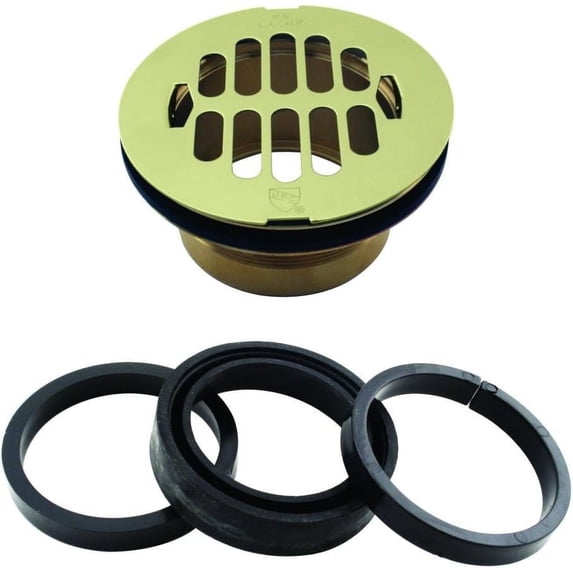 Westbrass D206B-LAS-01 4-1/2" OD Swedge-Lock Shower Drain with Grid Cover, Polished Brass