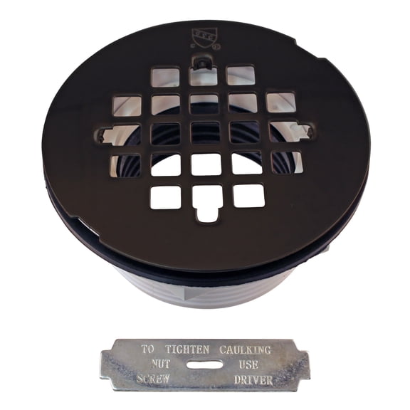 Westbrass 4-1/4" Round Shower Drain Cover with PVC Compression Pipe, Oil Rubbed Bronze