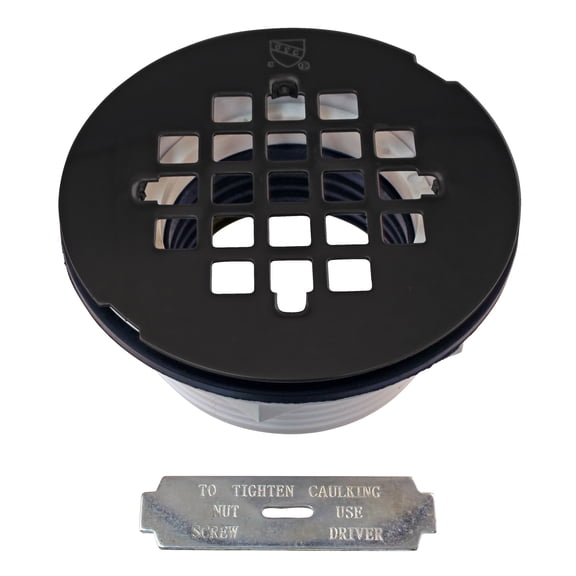 Westbrass 4-1/4" Round Shower Drain Cover with PVC Compression Pipe, Matte Black
