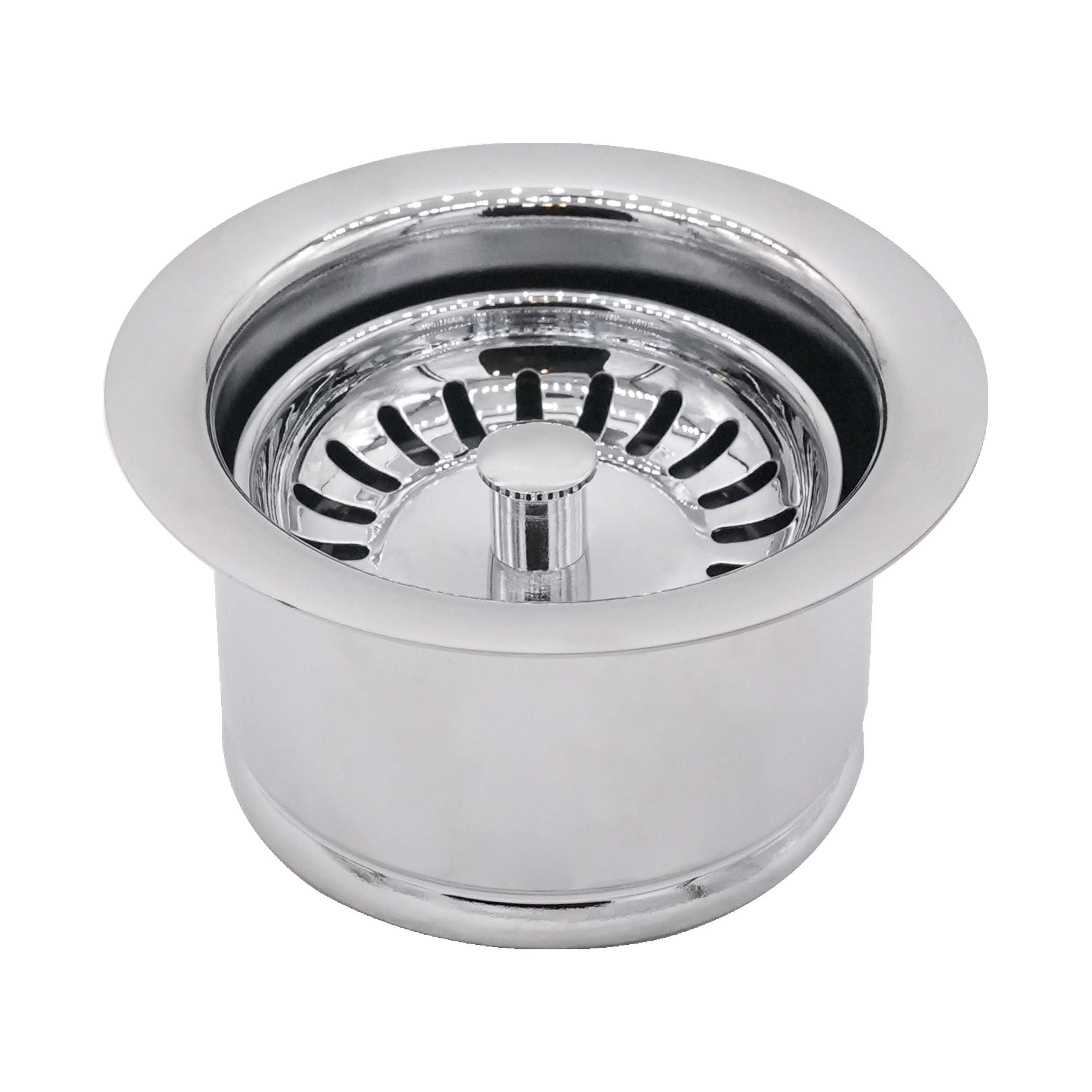Westbrass Extra-Deep Collar Waste Disposal Flange & Strainer Stopper, Polished Chrome