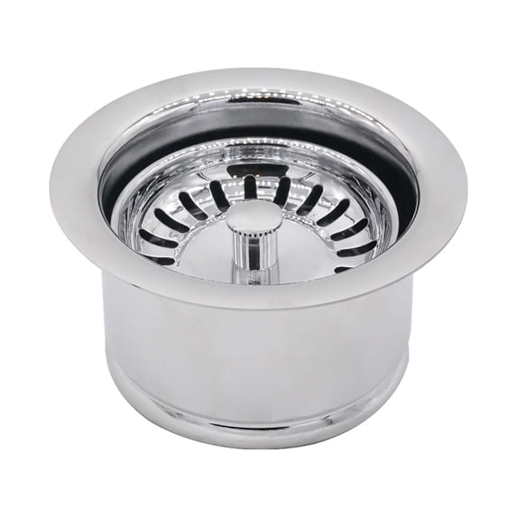Westbrass Extra-Deep Collar Waste Disposal Flange & Strainer Stopper, Polished Chrome