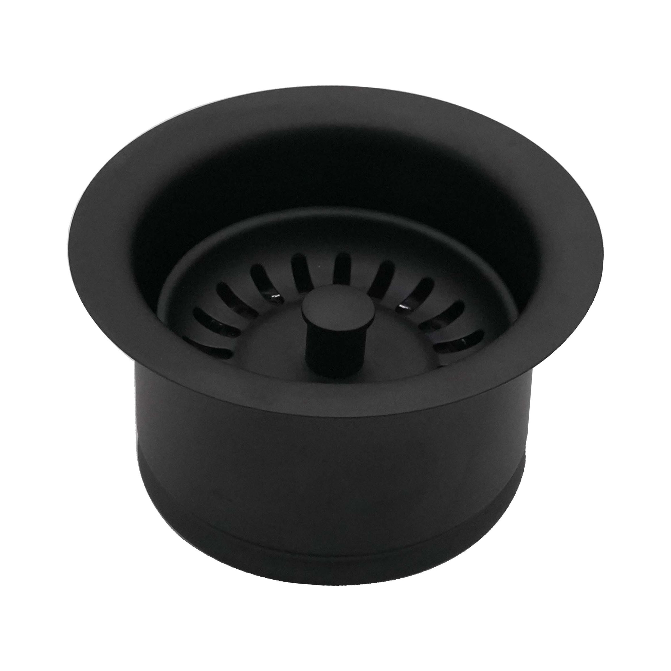 Westbrass Extra-Deep Collar Waste Disposal Flange & Strainer Stopper, Matte Black