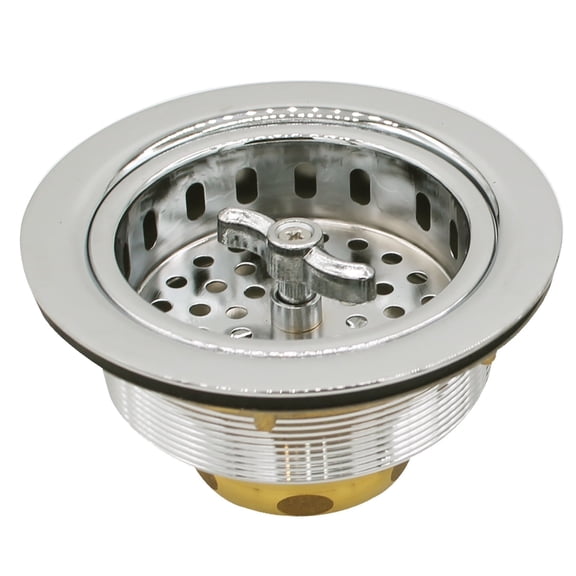 Westbrass 3-1/2" Wing Nut Twist Style Kitchen Drain Basket Strainer, Polished Nickel