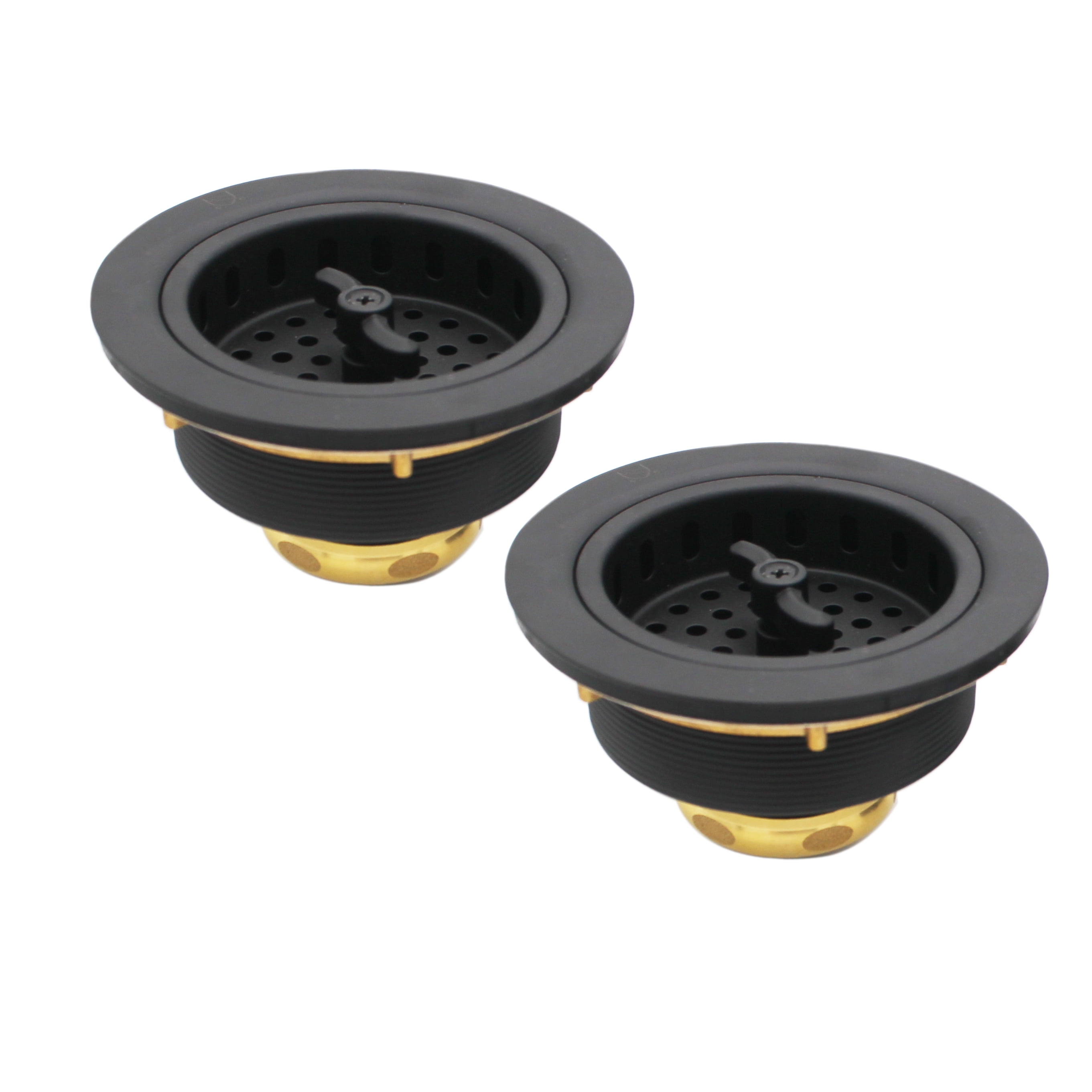 Matte Black Wing Nut Style Kitchen Sink Basket Strainer - 2-Pack