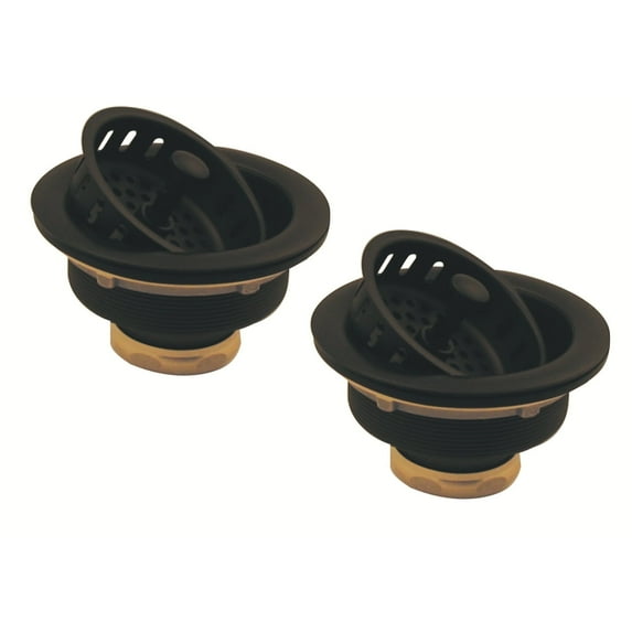 Westbrass 3-1/2" Post Style Kitchen Sink Basket Strainer, Matte Black (2-Pack)