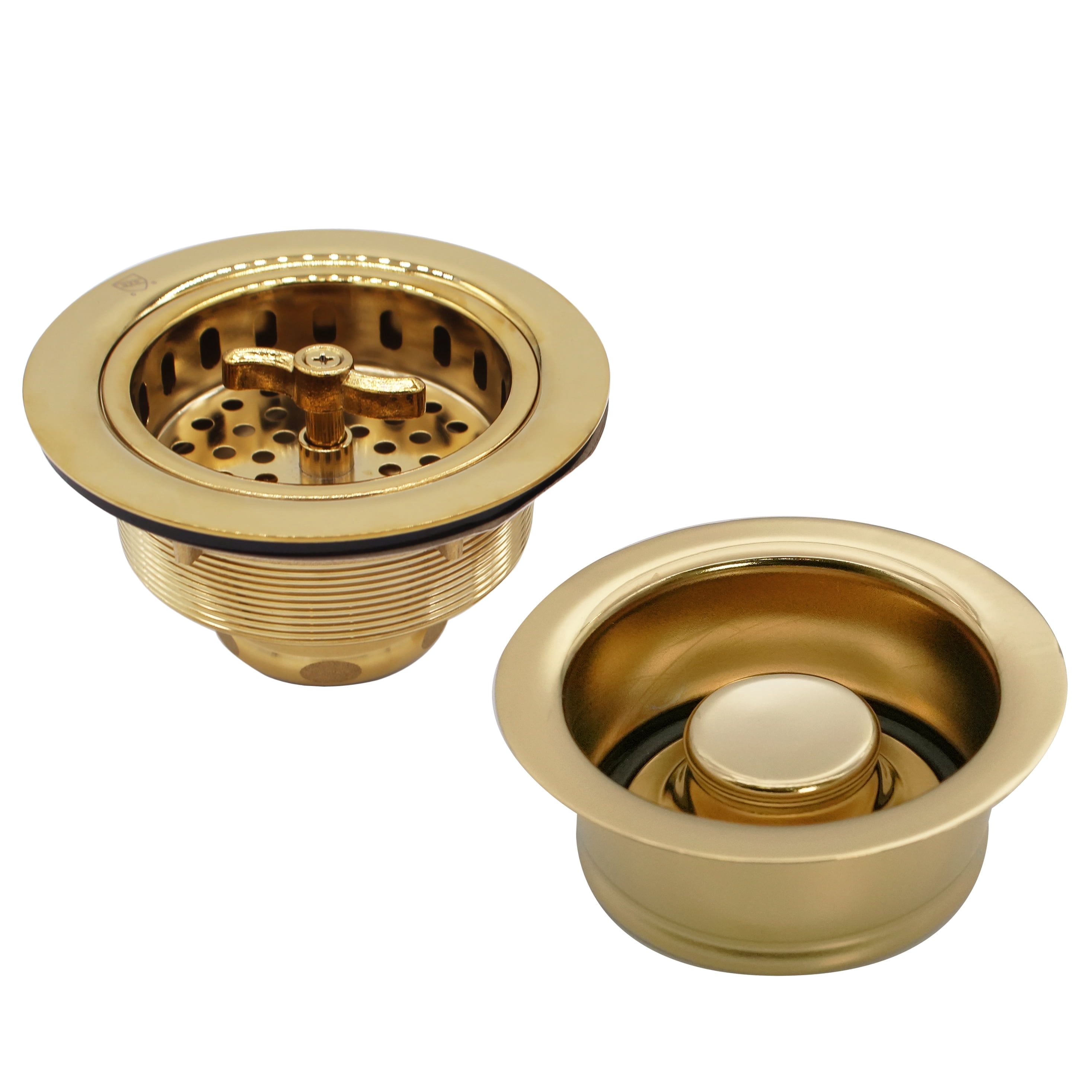 Westbrass Wing Nut Style Sink Strainer with Waste Disposal Flange and Stopper, Polished Brass