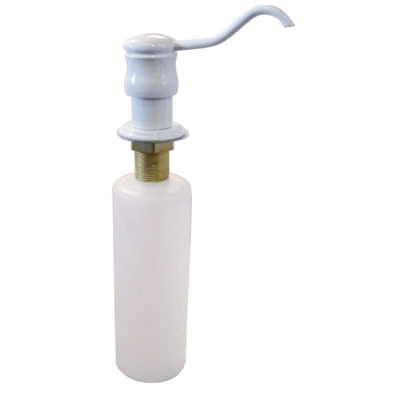 Westbrass D2172-50 Dynasty Kitchen Sink Deck Mounted Liquid Soap/Hand Sanitizer Dispenser with Refillable 12 oz Bottle, Powder Coat White