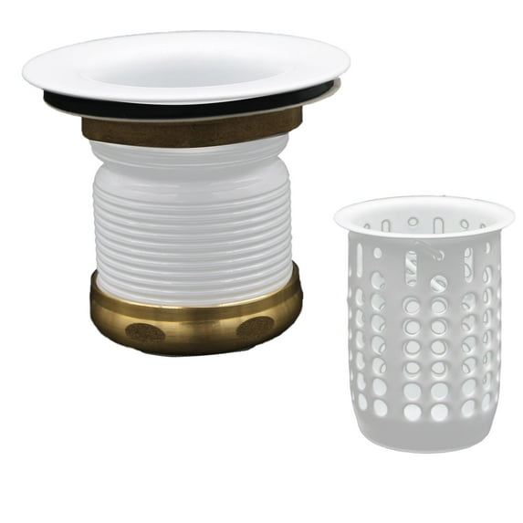 Westbrass Junior Bar and Laundry Sink Drain Assembly with Removable Strainer Basket, Powder Coat White