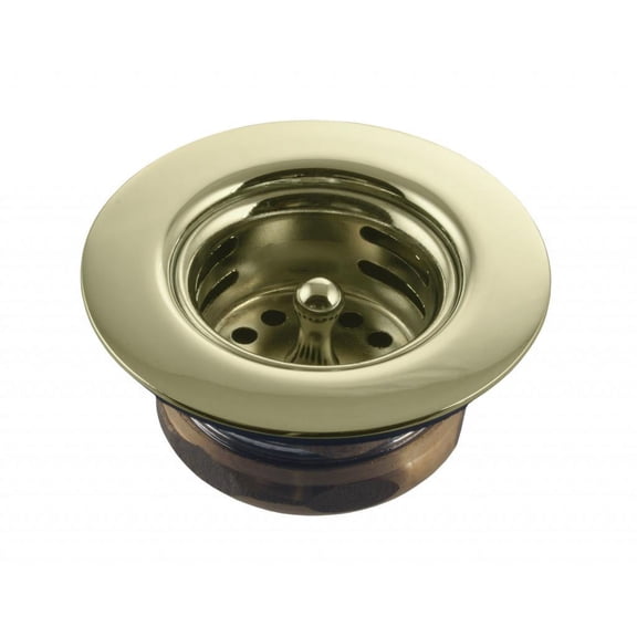 Westbrass D220-01 Midget Duo Bar and Laundry Sink Drain Assembly with Post Style Strainer Grid Cover, Polished Brass