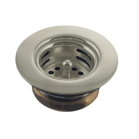 Westbrass D220-07 Midget Duo Bar and Laundry Sink Drain Assembly with Post Style Strainer Grid Cover, Satin Nickel