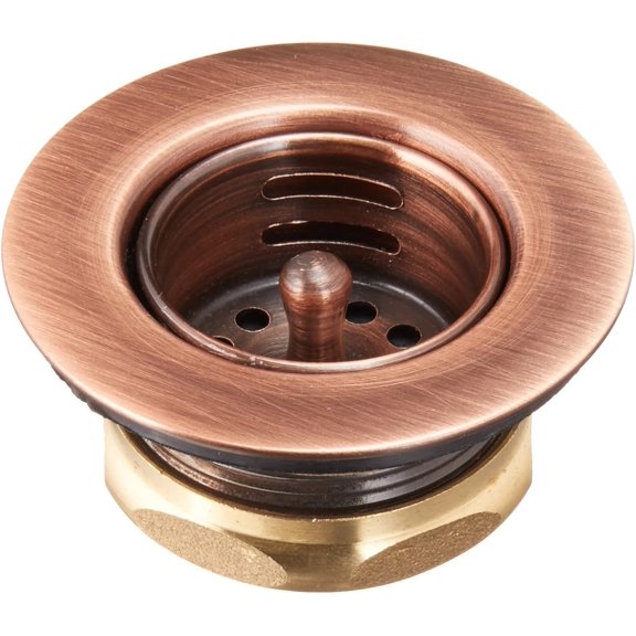 Westbrass D220-11 Midget Duo Bar and Laundry Sink Drain Assembly with Post Style Strainer Grid Cover, Antique Copper
