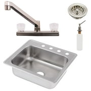 Westbrass D25228KIT-07 25" 18 Ga. Drop-In Stainless Steel Undermount Single Bowl Kitchen Sink Work Station, Satin Nickel