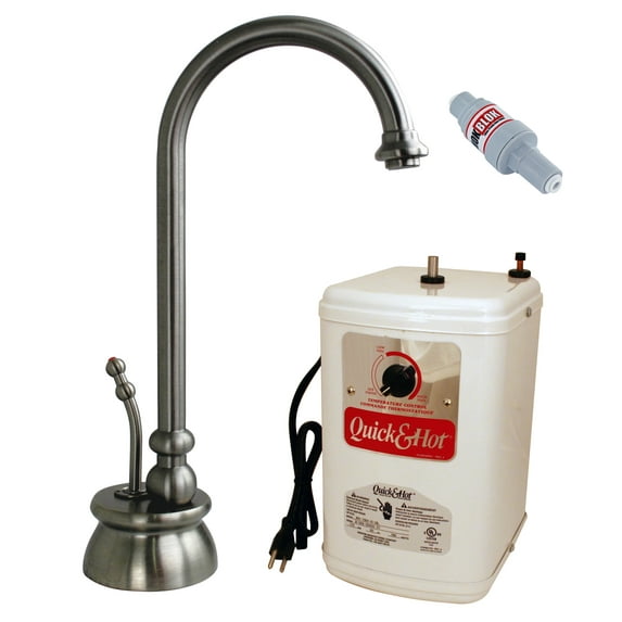 Westbrass 10" 1-Handle Hot Water Dispenser Faucet with Quick Hot Tank, Satin Nickel