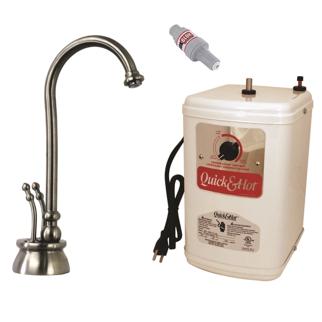 Westbrass D262HFP-07 Docalorah 10" 2-Handle Hot and Cold Water Dispenser Faucet with Instant Hot Water Tank, Satin Nickel