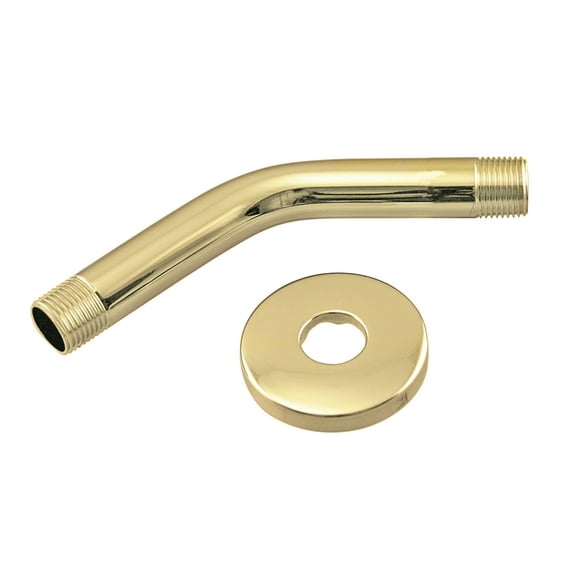 Westbrass D300-1-01 1/2" IPS x 6" Shower Arm with Flange, Polished Brass