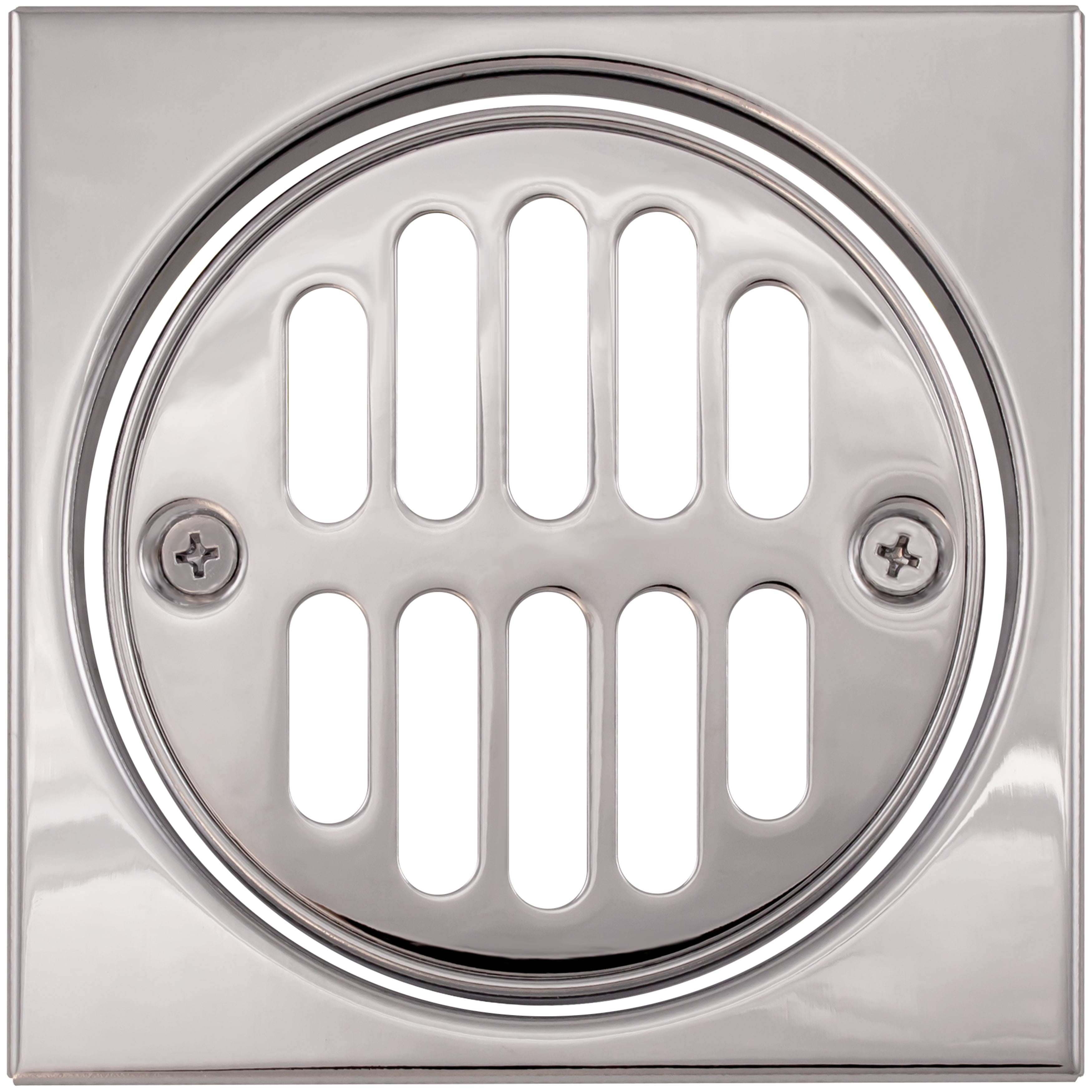 Polished Chrome Square Shower Drain with Round Strainer