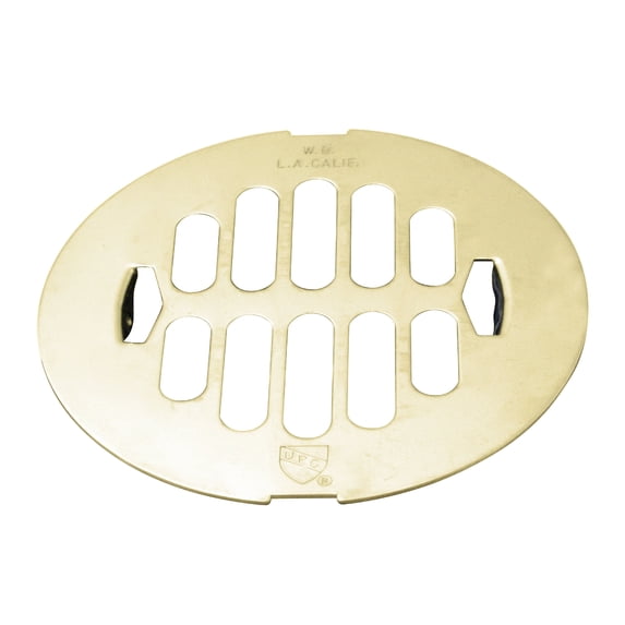 Westbrass D3198-03 4-1/4" OD Brass Snap-in Shower Drain Cover, Polished Brass