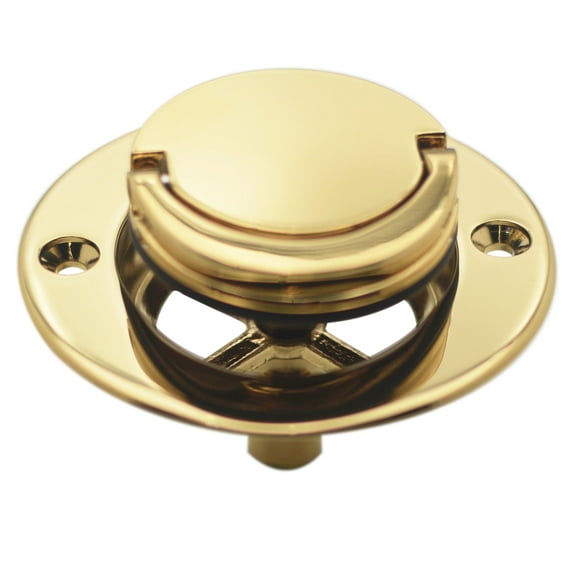Westbrass D320-01 3-9/16" Roman Bathtub Drain Trim Only with U-Shaped Flip Up Pull Handle, Polished Brass