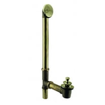 Westbrass Brass Bathtub Assembly with Twist & Close Drain and 2-Hole Overflow, Polished Brass