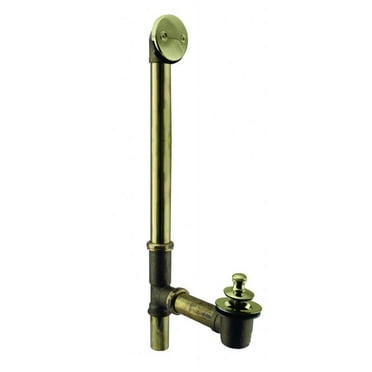 Westbrass Brass Bathtub Assembly with Twist & Close Drain and 2-Hole Overflow, Polished Brass