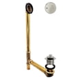 thumbnail image 1 of Westbrass 22-1/2" 20-Gauge Brass Twist & Close Drain Bathtub Assembly with 2-Hole Overflow, Polished Nickel, 1 of 15