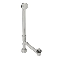 Westbrass 22-1/2" 17-Gauge Brass Twist & Close Drain Bathtub Assembly with 2-Hole Overflow, Satin Nickel