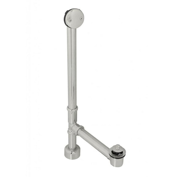 Westbrass 22-1/2" 17-Gauge Brass Twist & Close Drain Bathtub Assembly with 2-Hole Overflow, Satin Nickel