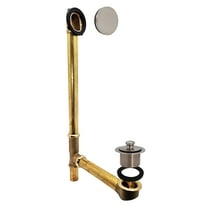 Westbrass 22-1/2" 17-Gauge Brass Twist & Close Drain Bathtub Assembly with No-Hole Overflow, Satin Nickel
